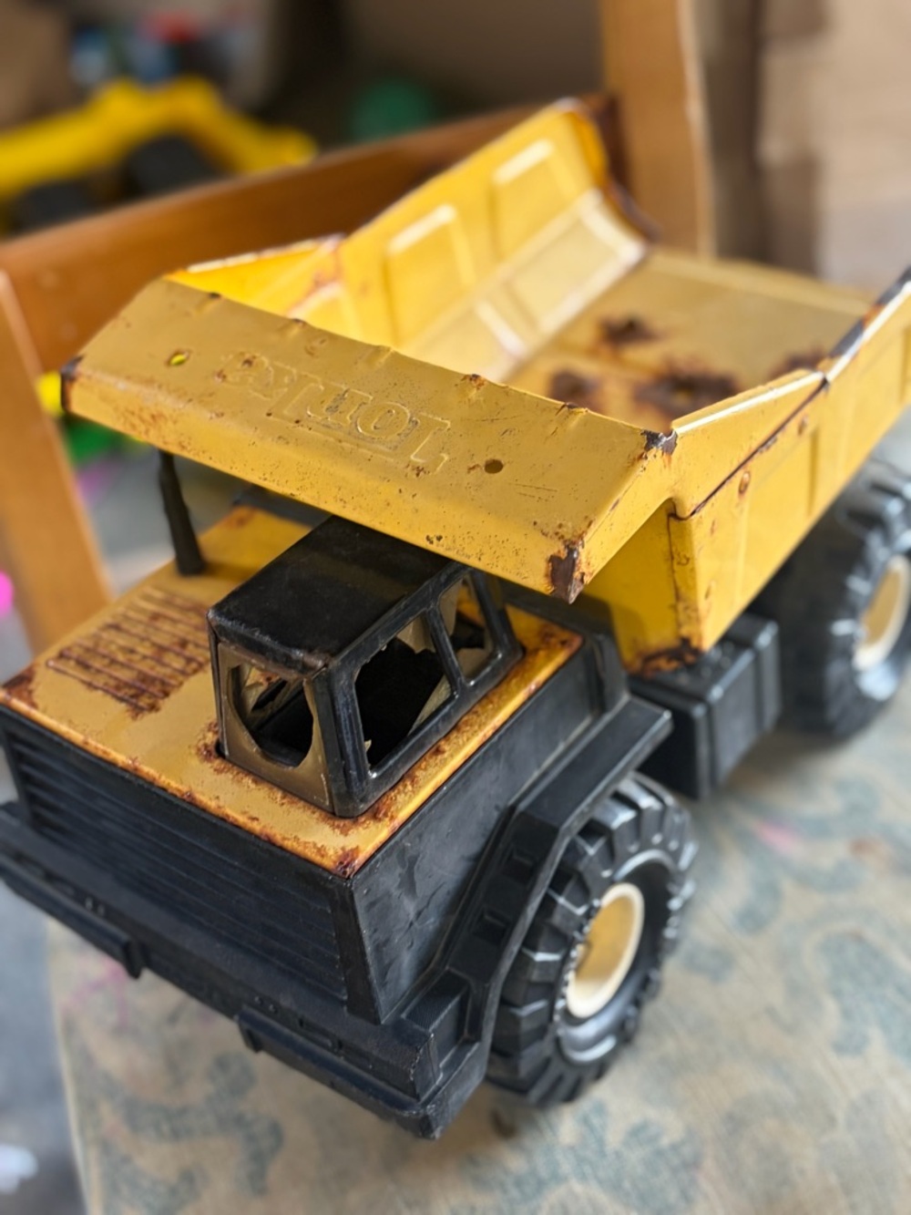 Vintage Yellow and Black Toy Dump Truck - Kids Toys